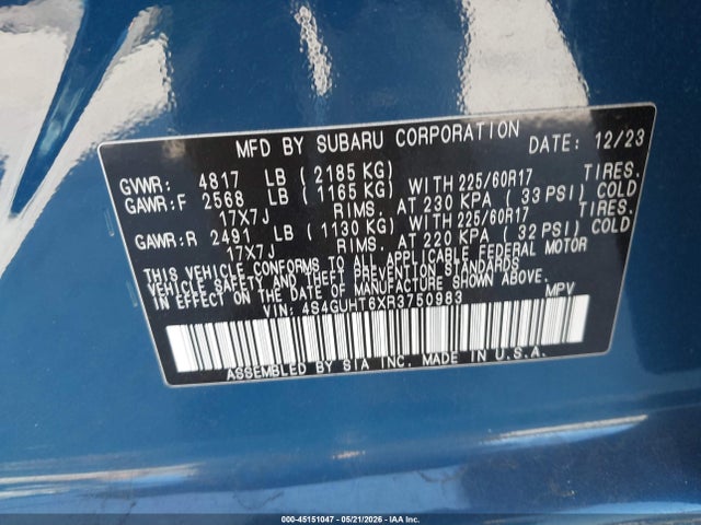 4S4GUHT6XR3750983 Subaru Crosstrek Wilderness