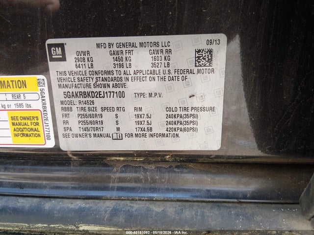 Продаж на аукціоні авто 2014 Buick Enclave Leather, vin: 5GAKRBKD2EJ177100, номер лоту: 45151092
