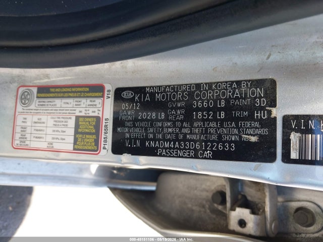 Продажа на аукционе авто 2013 Kia Rio Lx, vin: KNADM4A33D6122633, номер лота: 45151106