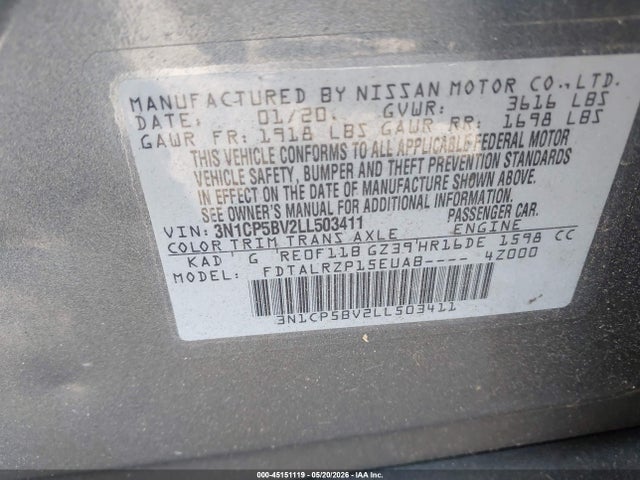 Nissan Kicks S Xtronic Cvt 2020 3N1CP5BV2LL503411 Image 9