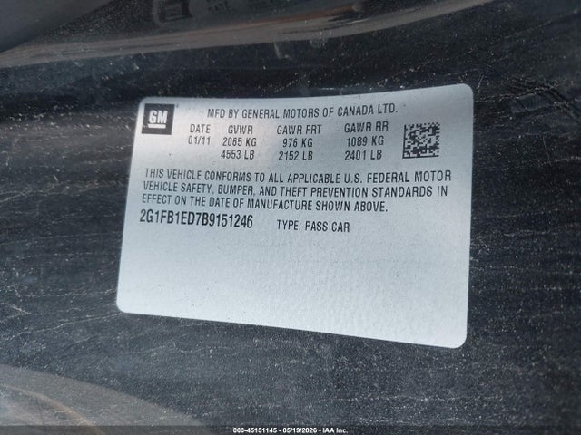 Продажа на аукционе авто 2011 Chevrolet Camaro 1lt, vin: 2G1FB1ED7B9151246, номер лота: 45151145