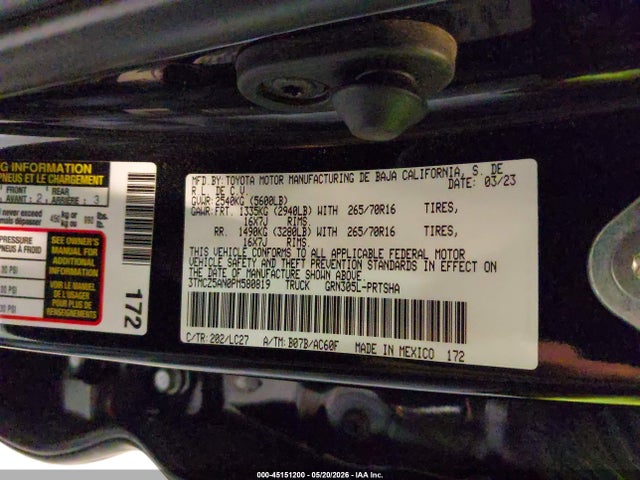 3TMCZ5AN0PM580819 Toyota Tacoma Trd Off Road