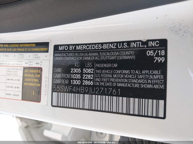 55SWF4HB9JU271761 Mercedes-Benz C 350E