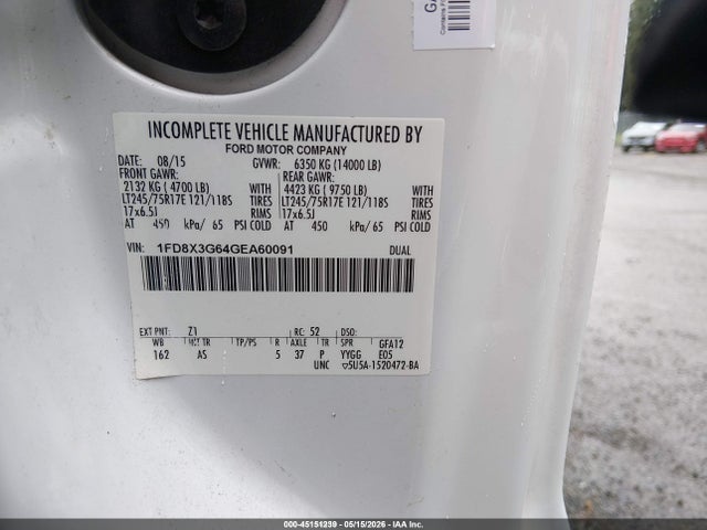 Aukcja sprzedaży 2016 Ford F-350 Chassis Xl, vin: 1FD8X3G64GEA60091, numer aukcji: 45151239