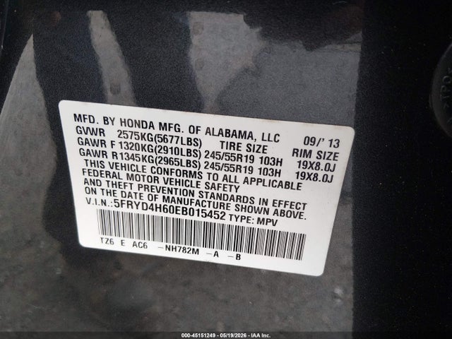 Aukcja sprzedaży 2014 Acura Mdx Technology Pkg W/entertainment Pkg, vin: 5FRYD4H60EB015452, numer aukcji: 45151249