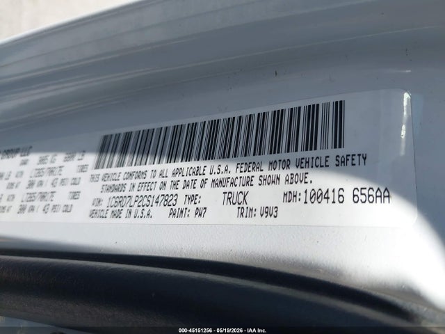 2012 Ram 1500 Slt მანქანა იყიდება აუქციონზე, vin: 1C6RD7LP2CS147823, აუქციონის ნომერი: 45151256