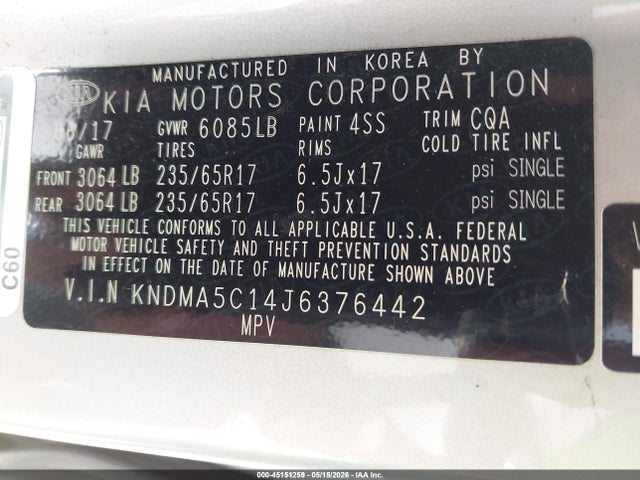 Продаж на аукціоні авто 2018 Kia Sedona L, vin: KNDMA5C14J6376442, номер лоту: 45151259