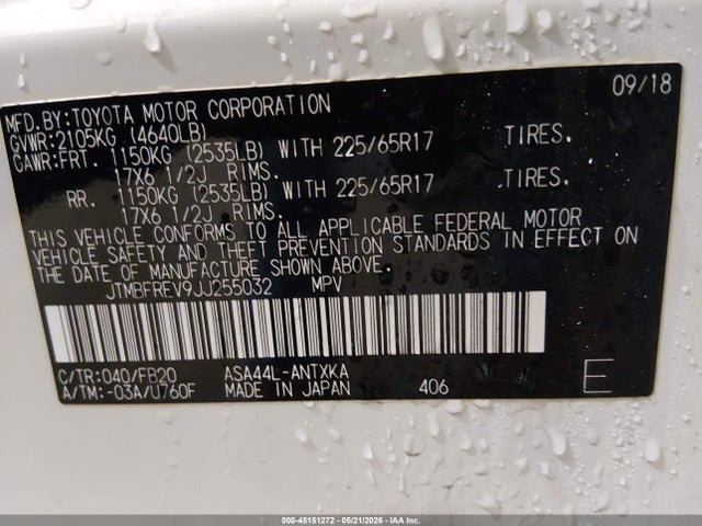 JTMBFREV9JJ255032 Toyota RAV4 LE