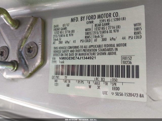 Продажа на аукционе авто 2018 Ford Transit Connect Xl, vin: NM0GE9E74J1344921, номер лота: 45151289