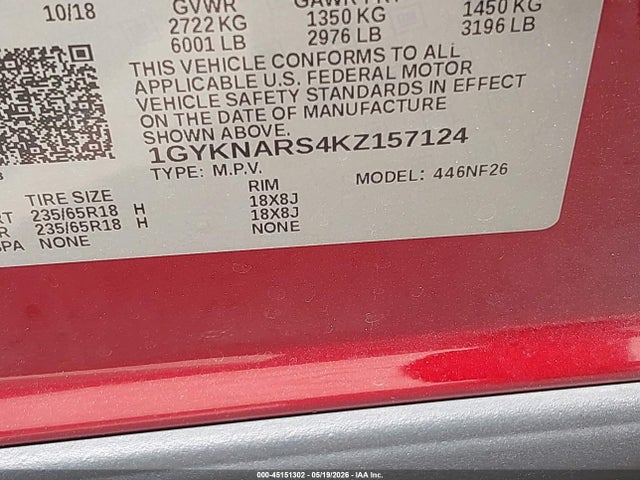 Cadillac Xt5 Standard 2019 1GYKNARS4KZ157124 Image 9