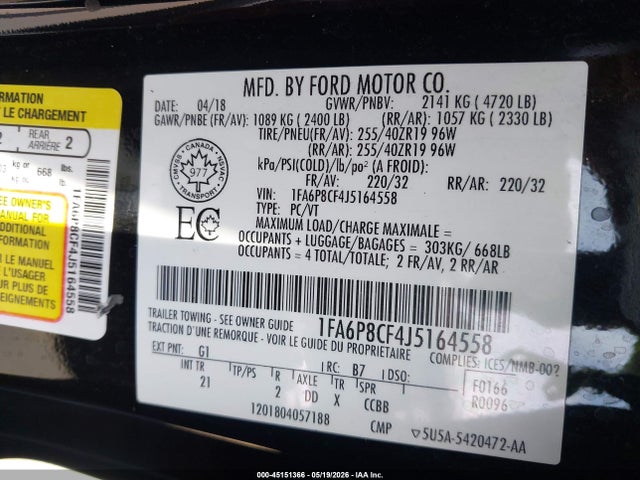 Ford MUSTANG GT 2018 1FA6P8CF4J5164558 Image 9