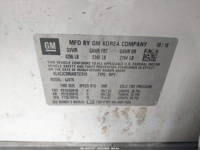 Продаж на аукціоні авто 2019 Buick Encore Fwd Essence, vin: KL4CJCSM5KB737319, номер лоту: 45151377