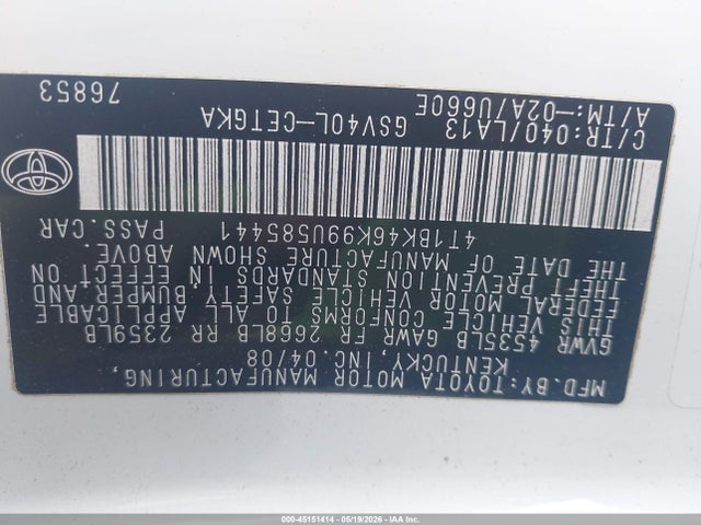 2009 Toyota Camry Xle V6 მანქანა იყიდება აუქციონზე, vin: 4T1BK46K99U585441, აუქციონის ნომერი: 45151414