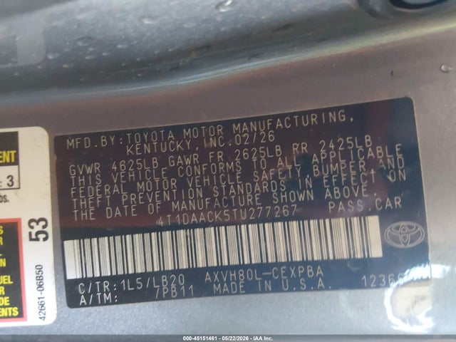 Toyota CAMRY XSE 2026 4T1DAACK5TU277267 Image 9