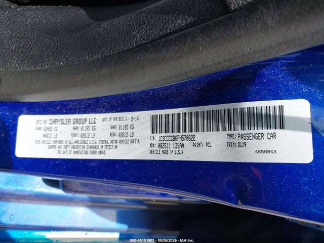 2015 Chrysler 200 C მანქანა იყიდება აუქციონზე, vin: 1C3CCCCB6FN570622, აუქციონის ნომერი: 45151503