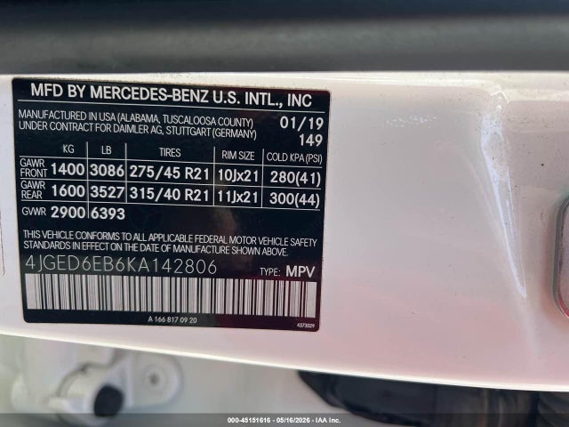 2019 Mercedes-benz Amg Gle 43 Coupe 4matic მანქანა იყიდება აუქციონზე, vin: 4JGED6EB6KA142806, აუქციონის ნომერი: 45151616
