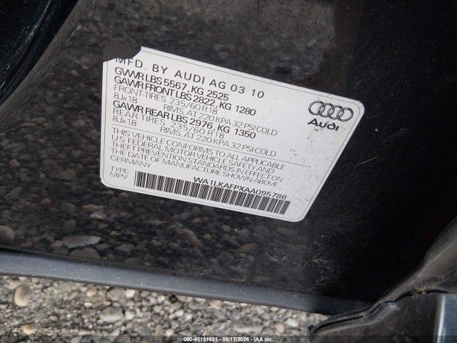 Aukcja sprzedaży 2010 Audi Q5 3.2 Premium, vin: WA1LKAFPXAA095786, numer aukcji: 45151651