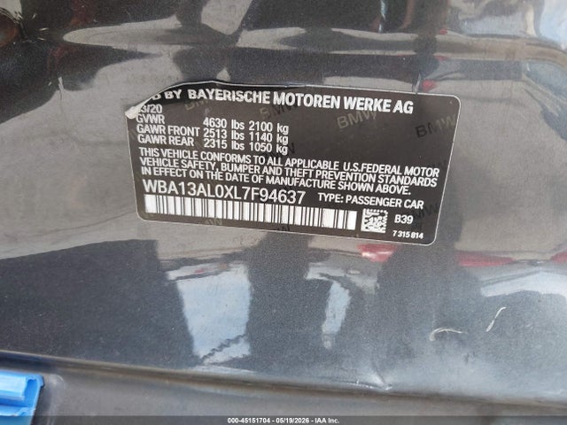 2020 Bmw M235i Gran Coupe Xdrive მანქანა იყიდება აუქციონზე, vin: WBA13AL0XL7F94637, აუქციონის ნომერი: 45151704