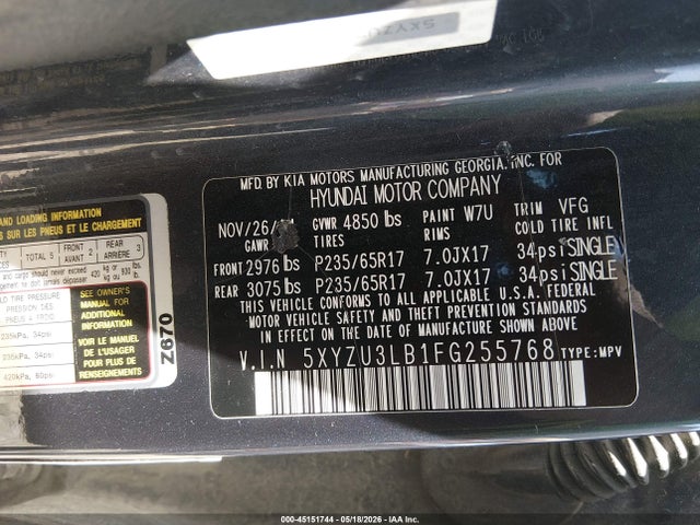 Aukcja sprzedaży 2015 Hyundai Santa Fe Sport 2.4l, vin: 5XYZU3LB1FG255768, numer aukcji: 45151744
