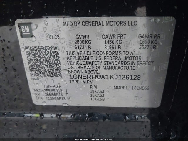 Продажа на аукционе авто 2019 Chevrolet Traverse Ls, vin: 1GNERFKW1KJ126128, номер лота: 45151787