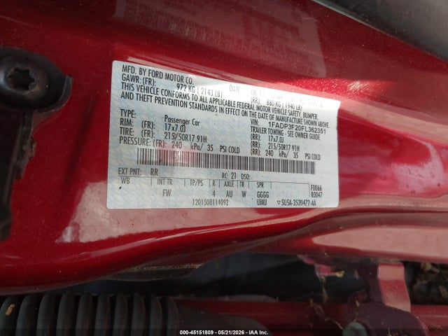45151809 :رقم المزاد ، 1FADP3F20FL362351 vin ، 2015 Ford Focus Se مزاد بيع