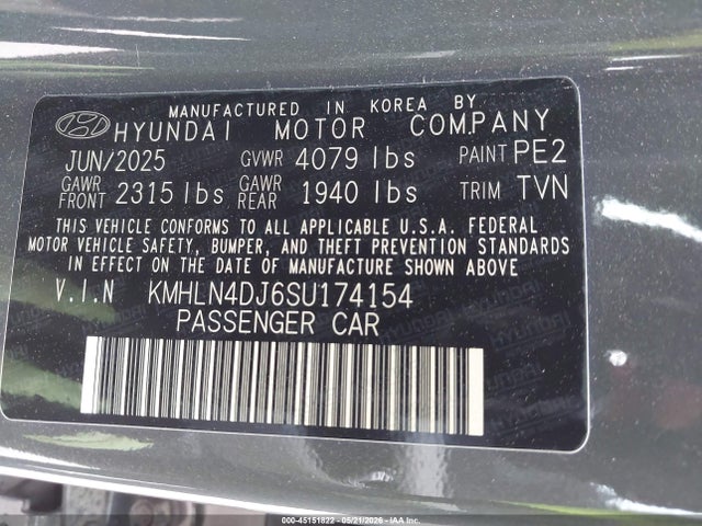 Aukcja sprzedaży 2025 Hyundai Elantra Hybrid Limited, vin: KMHLN4DJ6SU174154, numer aukcji: 45151822