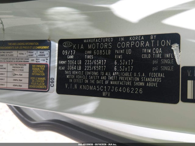 Продаж на аукціоні авто 2018 Kia Sedona L, vin: KNDMA5C17J6406226, номер лоту: 45151838