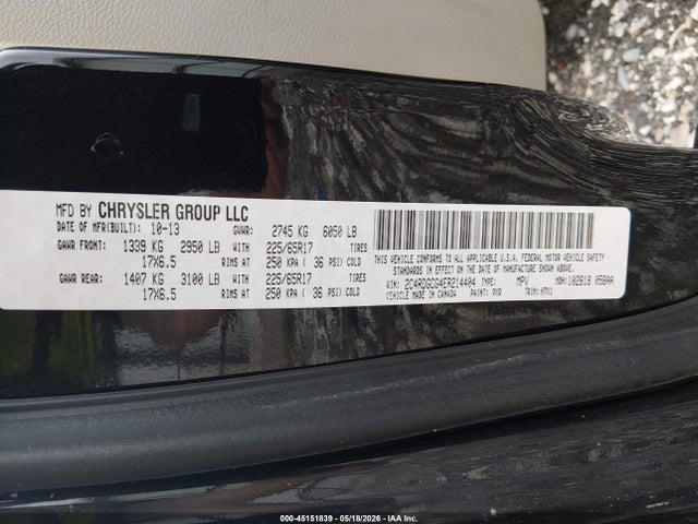 Продажа на аукционе авто 2014 Dodge Grand Caravan Sxt, vin: 2C4RDGCG4ER214404, номер лота: 45151839