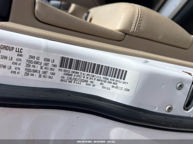 2015 Jeep Grand Cherokee Limited მანქანა იყიდება აუქციონზე, vin: 1C4RJFBG1FC632000, აუქციონის ნომერი: 45151863