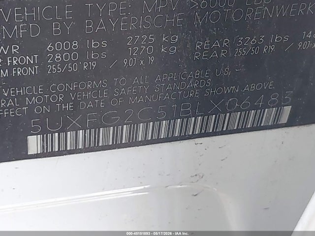 Aukcja sprzedaży 2011 Bmw X6 Xdrive35i, vin: 5UXFG2C51BLX06483, numer aukcji: 45151893
