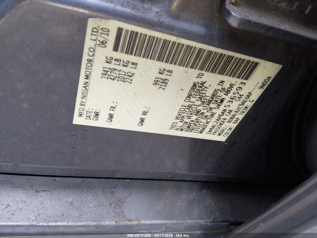 Продажа на аукционе авто 2010 Nissan Altima 2.5 S, vin: 1N4AL2AP6AN536593, номер лота: 45151895