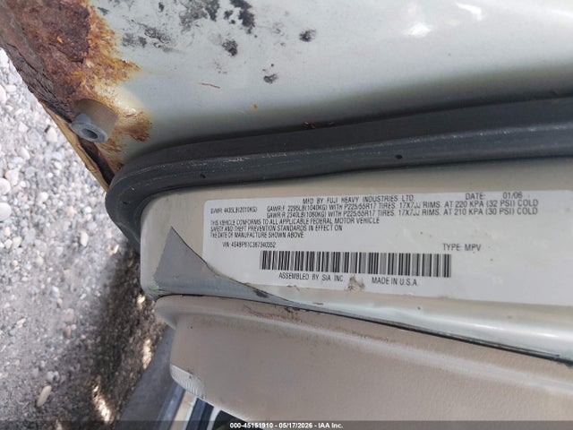 45151910 :رقم المزاد ، 4S4BP61C367340352 vin ، 2006 Subaru Outback 2.5i مزاد بيع
