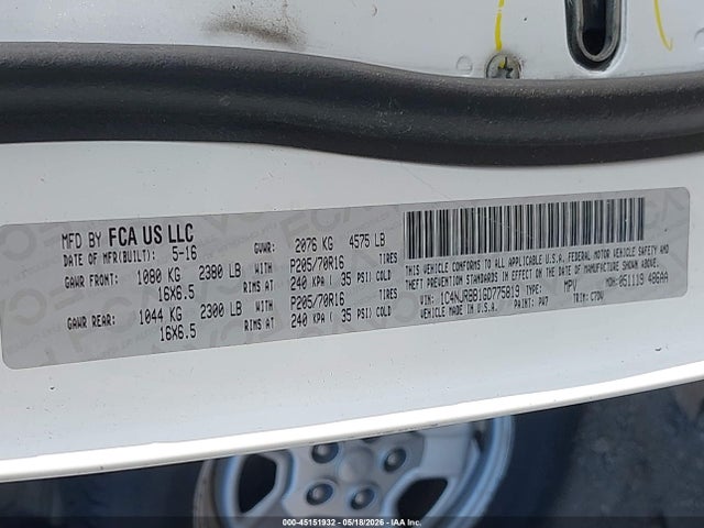 2016 Jeep Patriot Sport მანქანა იყიდება აუქციონზე, vin: 1C4NJRBB1GD775819, აუქციონის ნომერი: 45151932