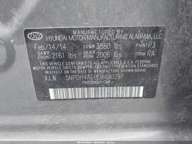 Hyundai ELANTRA SE 2014 5NPDH4AE0EH490297 Image 9