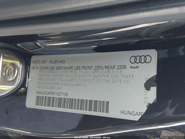 45152055 :رقم المزاد ، WAUCCGFF9F1027139 vin ، 2015 Audi A3 1.8t Premium مزاد بيع