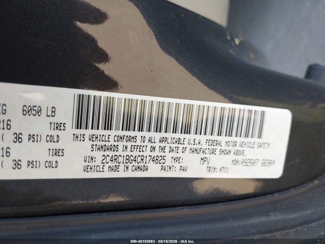 Продажа на аукционе авто 2012 Chrysler Town & Country Touring, vin: 2C4RC1BG4CR174825, номер лота: 45152063