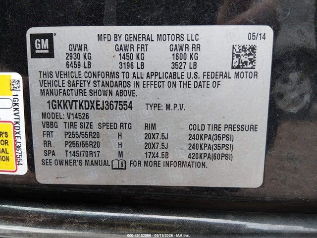 Продаж на аукціоні авто 2014 Gmc Acadia Denali, vin: 1GKKVTKDXEJ367554, номер лоту: 45152066
