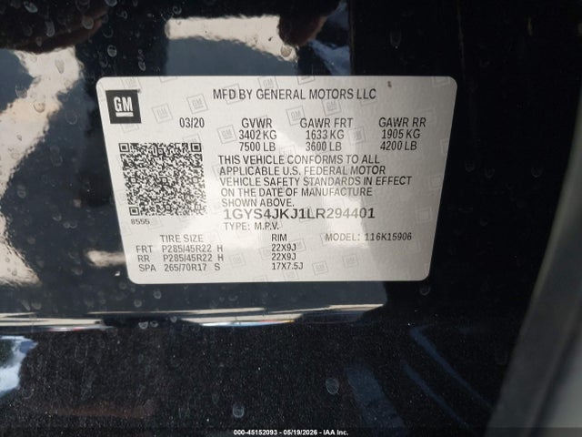 Aukcja sprzedaży 2020 Cadillac Escalade Esv 4wd Premium Luxury, vin: 1GYS4JKJ1LR294401, numer aukcji: 45152093