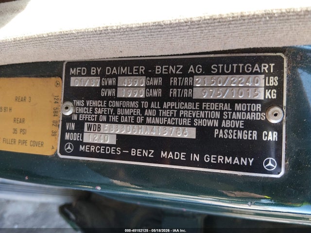 45152125 :رقم المزاد ، WDBEB33D6HA413786 vin ، 1987 Mercedes-benz 300 Dt مزاد بيع