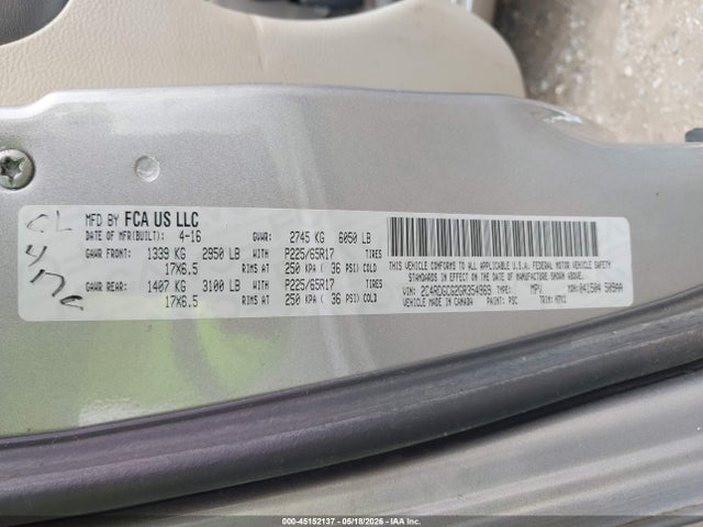 Продажа на аукционе авто 2016 Dodge Grand Caravan Sxt, vin: 2C4RDGCG2GR354969, номер лота: 45152137