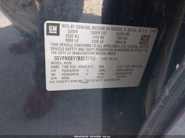 Aukcja sprzedaży 2011 Cadillac Srx Luxury Collection, vin: 3GYFNDEY7BS572755, numer aukcji: 45152145