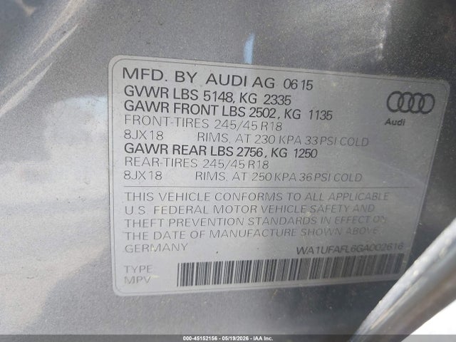 Aukcja sprzedaży 2016 Audi Allroad 2.0t Premium, vin: WA1UFAFL6GA002616, numer aukcji: 45152156