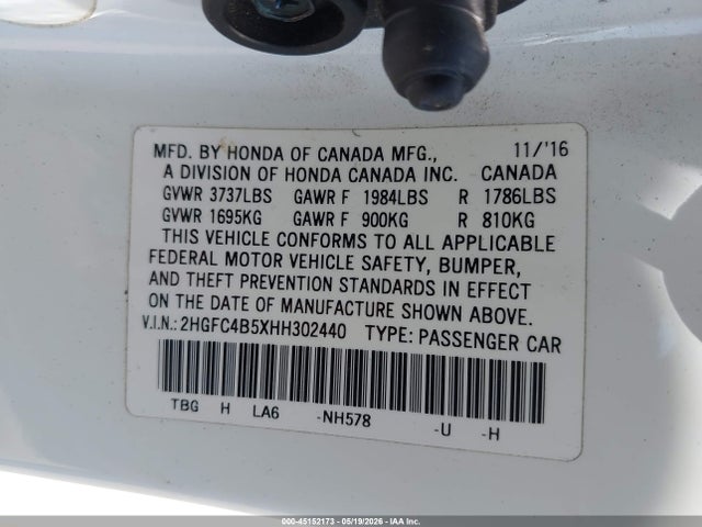 2HGFC4B5XHH302440 Honda Civic Lx