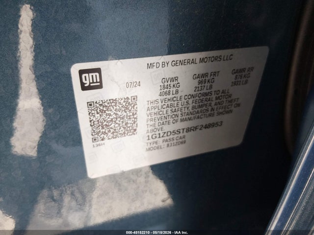 1G1ZD5ST8RF248953 Chevrolet Malibu Fwd 1lt