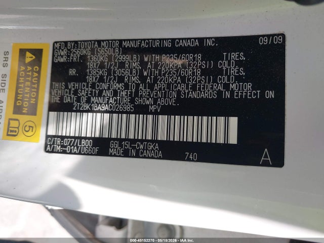Продажа на аукционе авто 2010 Lexus Rx 350, vin: 2T2BK1BA9AC026985, номер лота: 45152270
