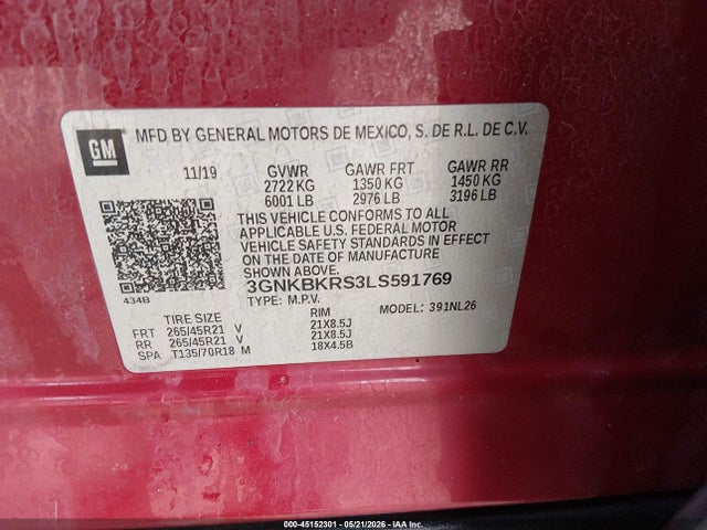 Продажа на аукционе авто 2020 Chevrolet Blazer Awd Rs, vin: 3GNKBKRS3LS591769, номер лота: 45152301