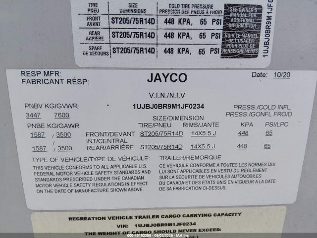 Jayco Other 2021 1UJBJ0BR9M1JF0234 Image 9