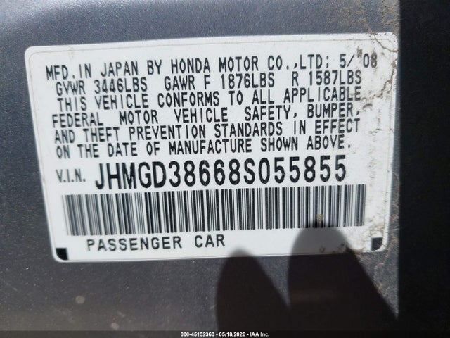 Продаж на аукціоні авто 2008 Honda Fit Sport, vin: JHMGD38668S055855, номер лоту: 45152360