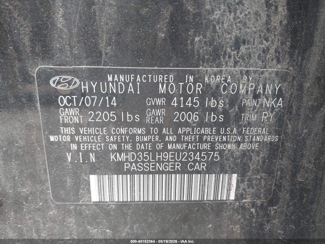 45152364 :رقم المزاد ، KMHD35LH9EU234575 vin ، 2014 Hyundai Elantra Gt مزاد بيع