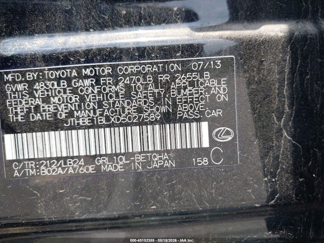 Продаж на аукціоні авто 2013 Lexus Gs 350, vin: JTHBE1BLXD5027589, номер лоту: 45152388